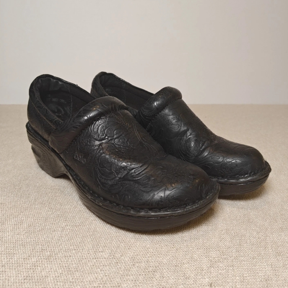 Bolo clog black slide‎ on leather comfort mules women's 7